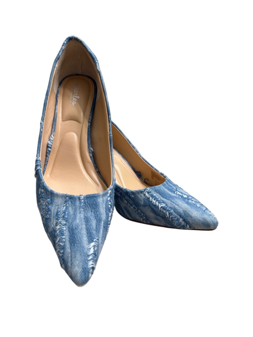 CHARLES BY CHARLES DAVID DISTRESSED DENIM HEELS - Picture 2 of 10